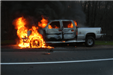 Pick up truck on fire