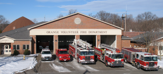 4 Firetrucks in front of fire station