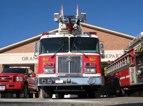 front of firetruck