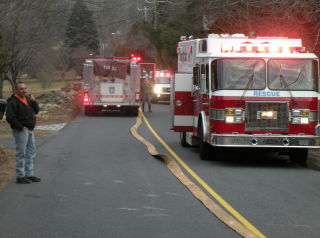 firefighters on road