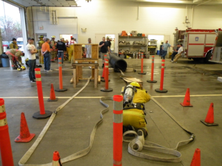 orange cones on floor