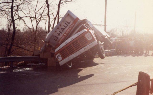 Tipped Over U Haul Truck 