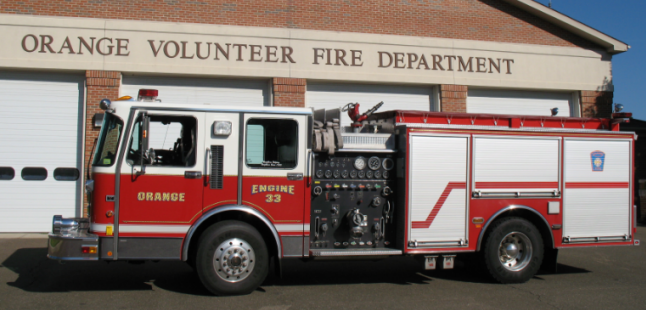 red and white fire truck